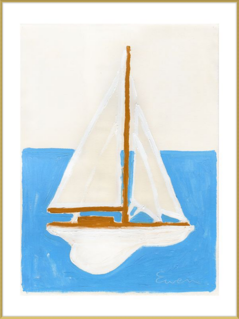 Giclée Print // Sailboat (White Sails, Blue Ocean)