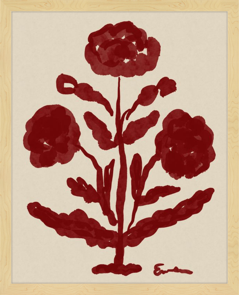 Giclée Print // Folk Flowers :  Oxblood