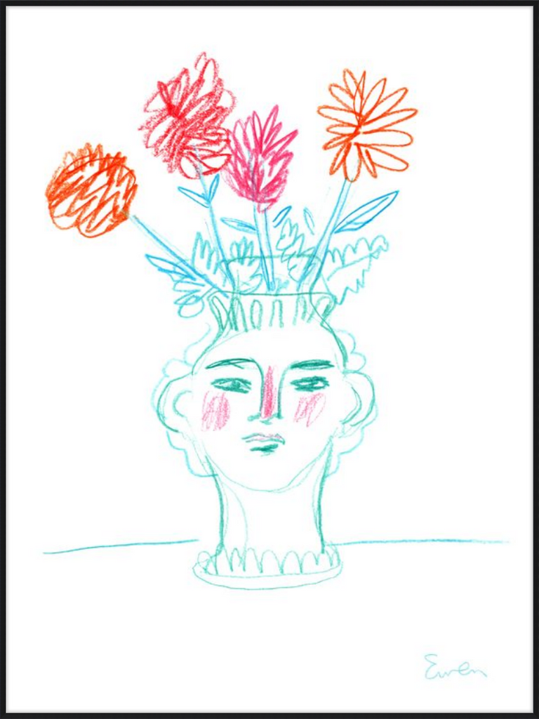 Giclée Print // Flowering, Face Vase with Flowers