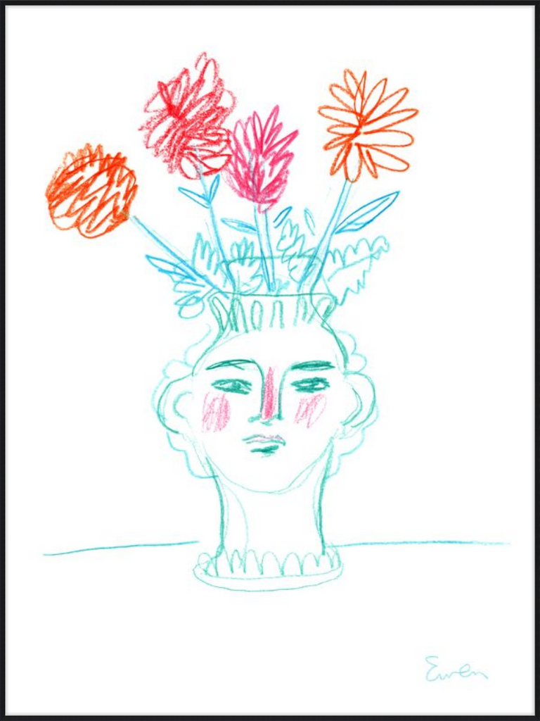 Giclée Print // Flowering, Face Vase with Flowers