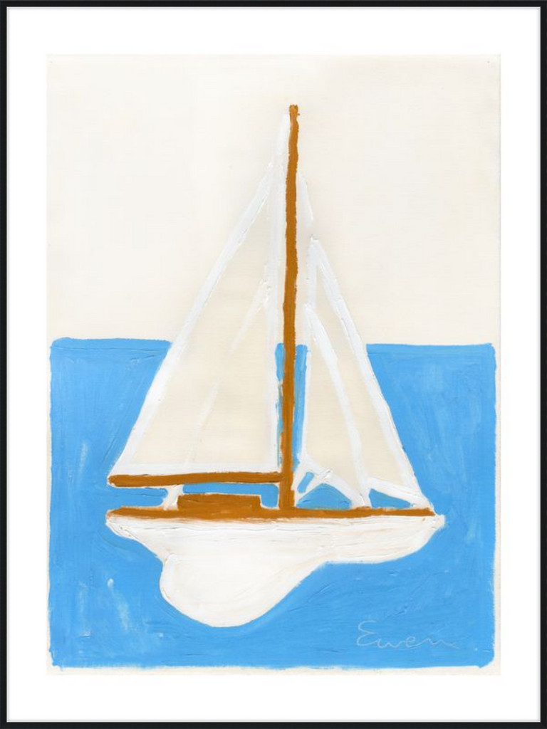 Giclée Print // Sailboat (White Sails, Blue Ocean)