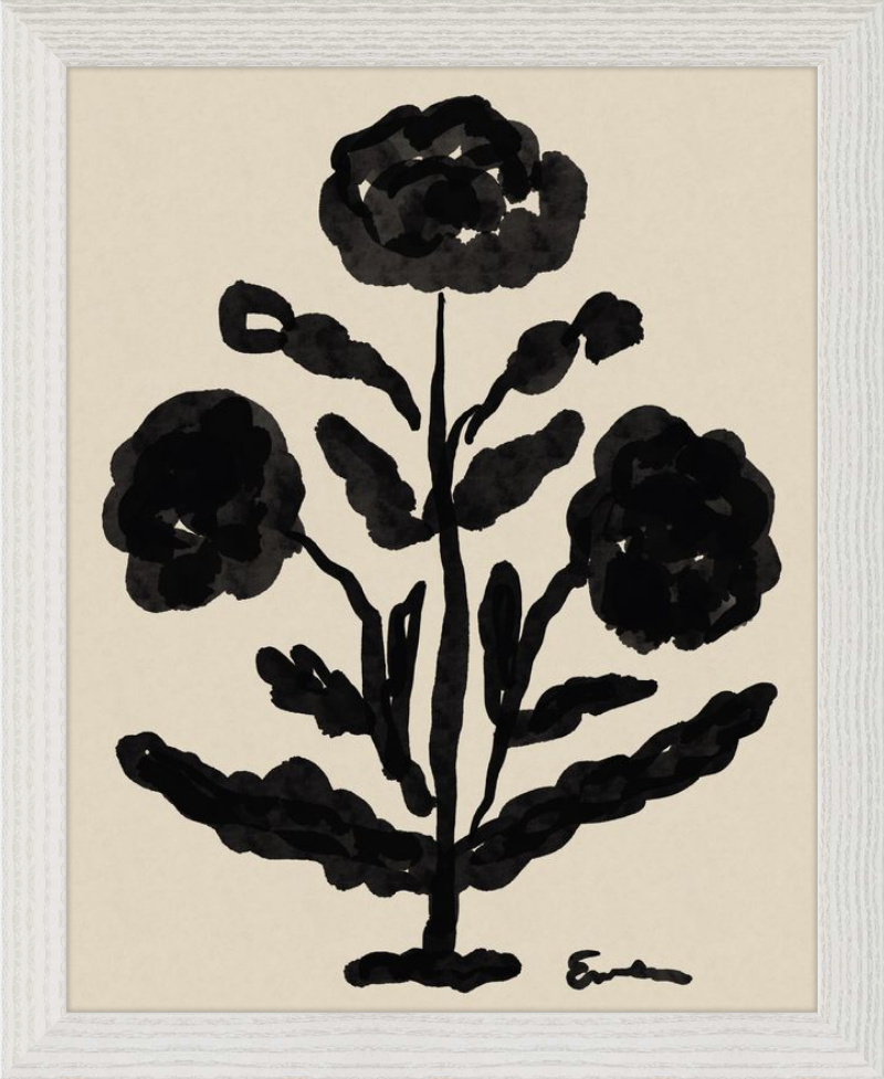 Giclée Print // Folk Flowers : Warm Black