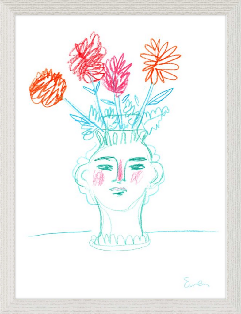 Giclée Print // Flowering, Face Vase with Flowers