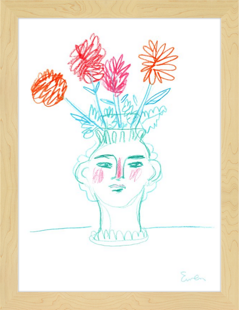 Giclée Print // Flowering, Face Vase with Flowers