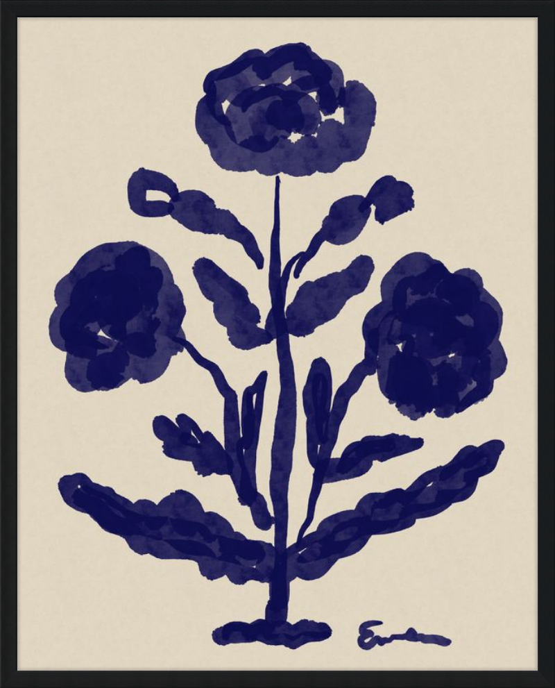 Giclée Print // Folk Flowers: Indigo