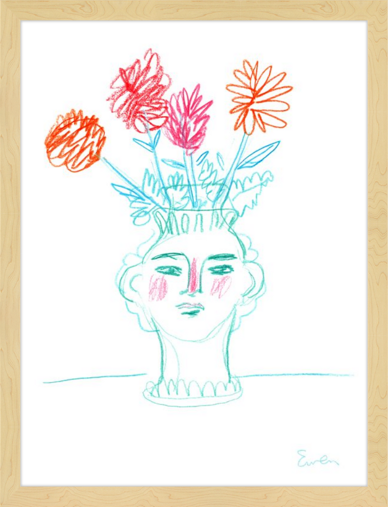 Giclée Print // Flowering, Face Vase with Flowers