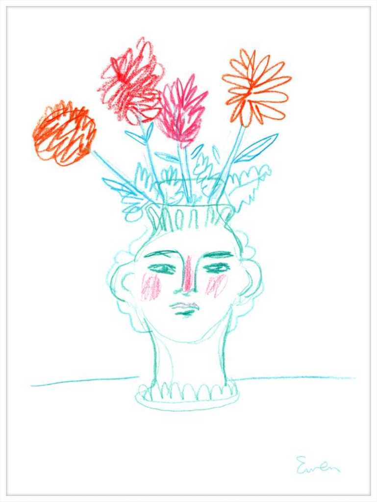 Giclée Print // Flowering, Face Vase with Flowers