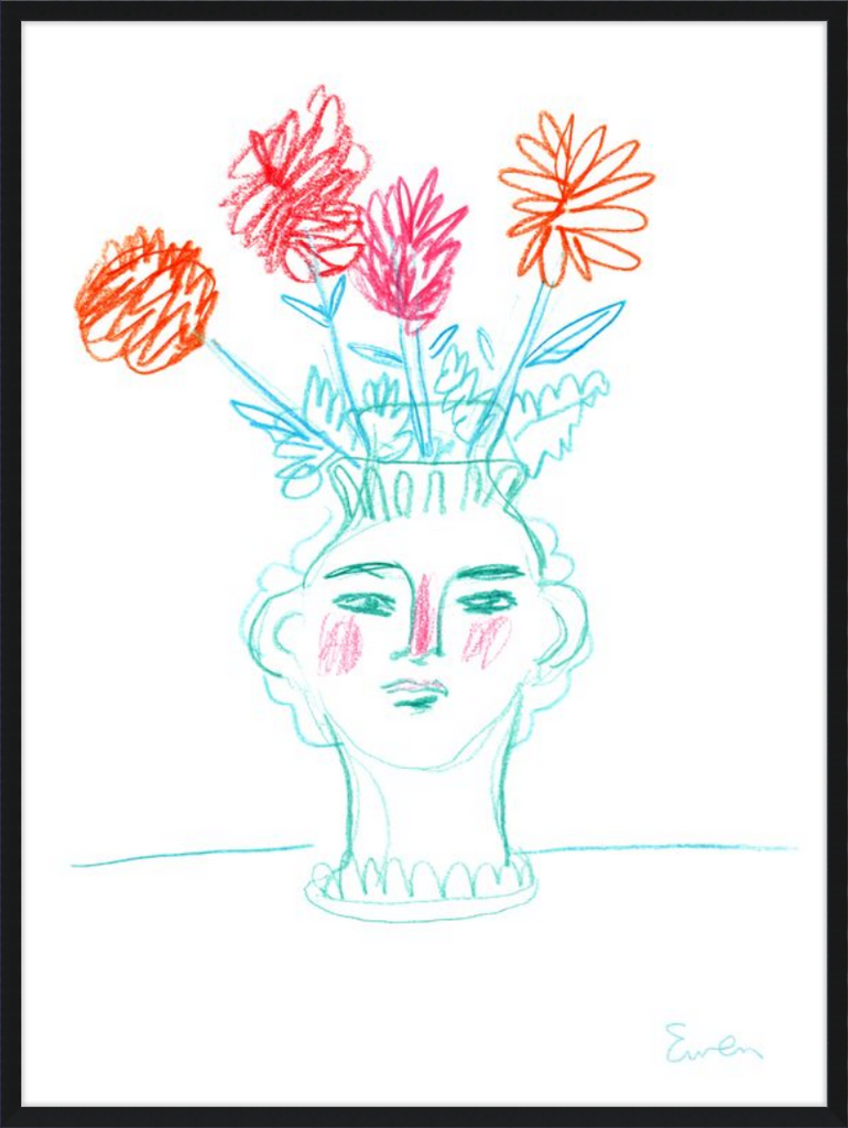 Giclée Print // Flowering, Face Vase with Flowers
