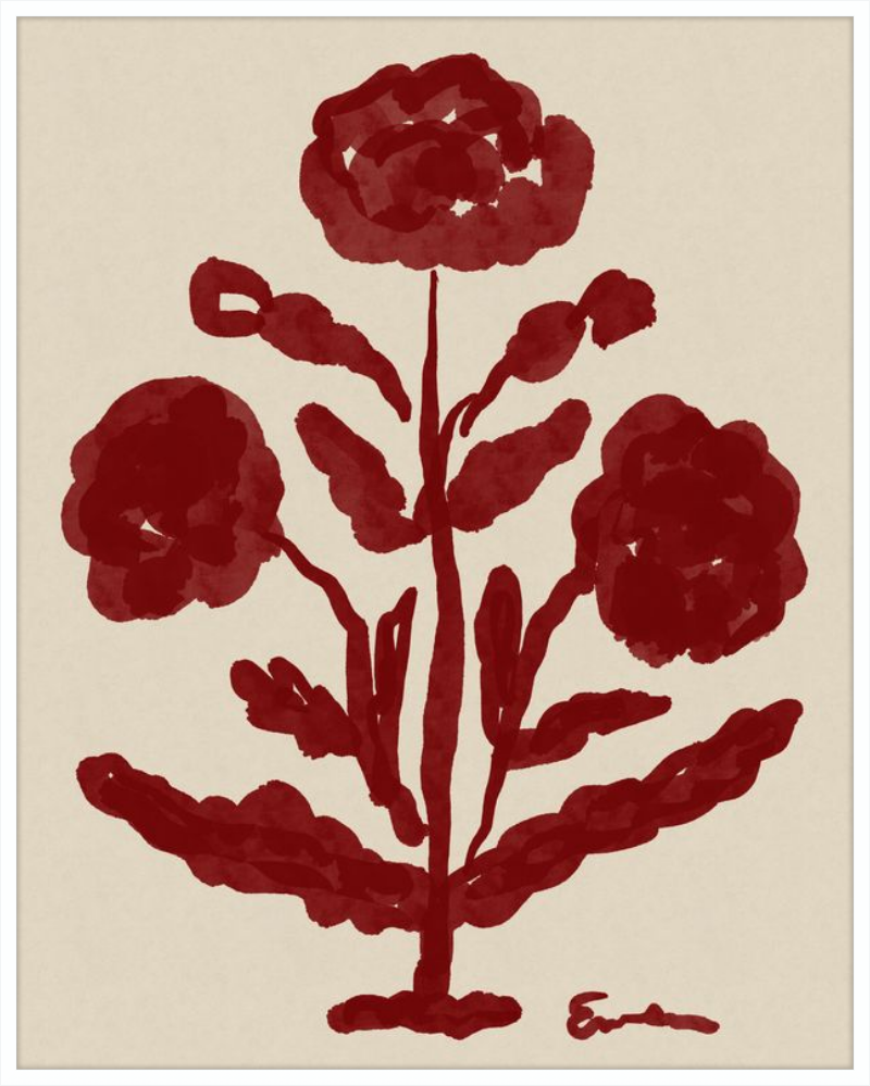 Giclée Print // Folk Flowers :  Oxblood