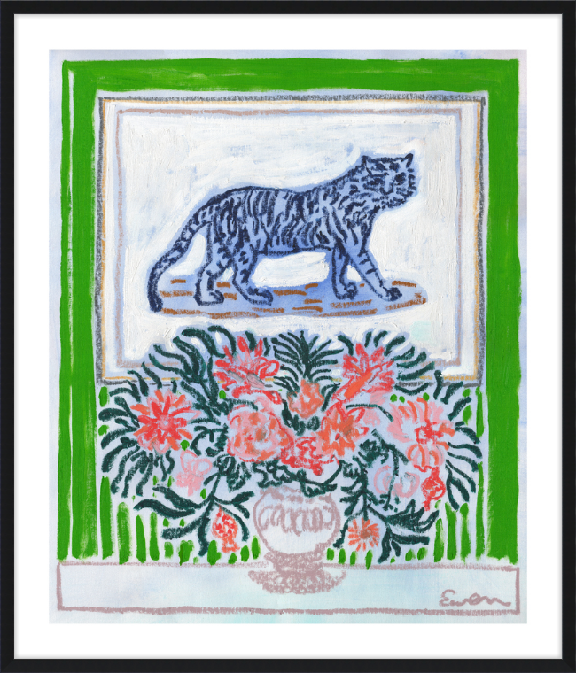 Framed Print // Green Room with Tiger