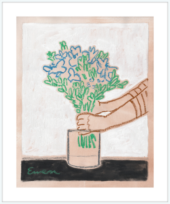 Framed Print // Arranging Blue Wildflowers