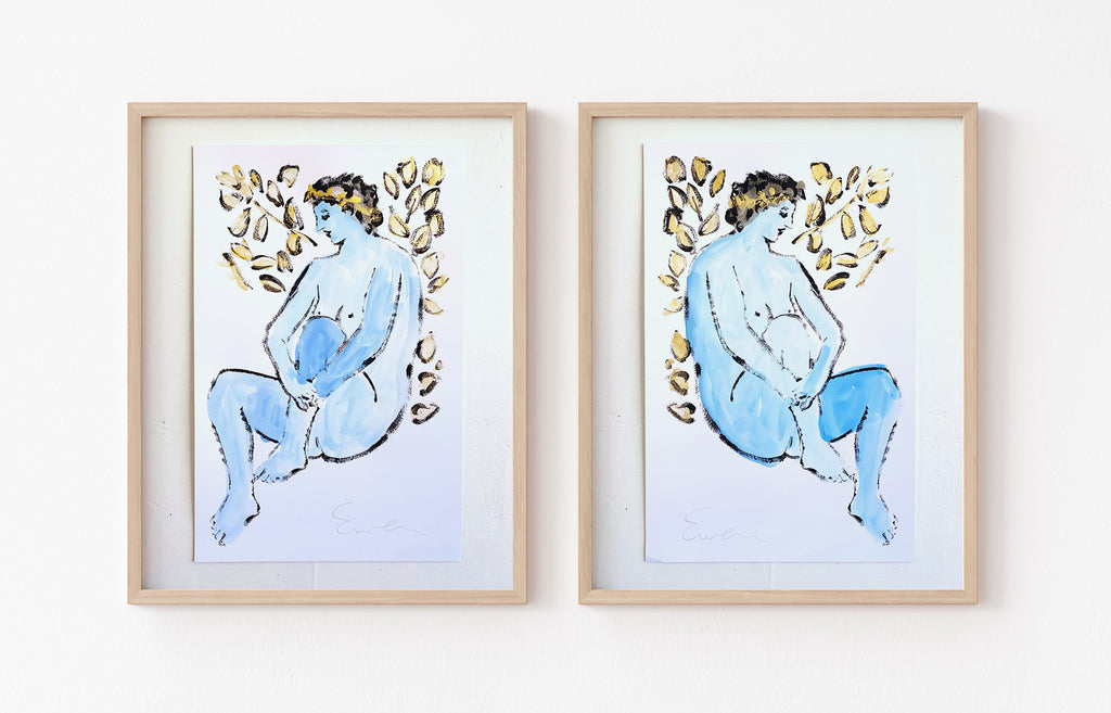 Hand Painted Multiple // Pair of Muses (Picasso Study)