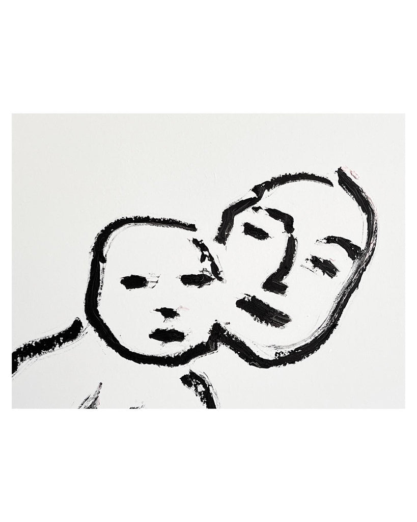 Oil Painting // Mother & Child (Black & White)