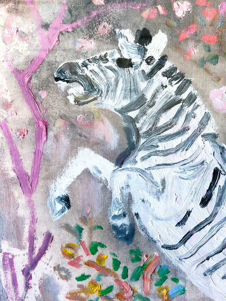 Framed Print // Exuberant Zebra (Facing Left)