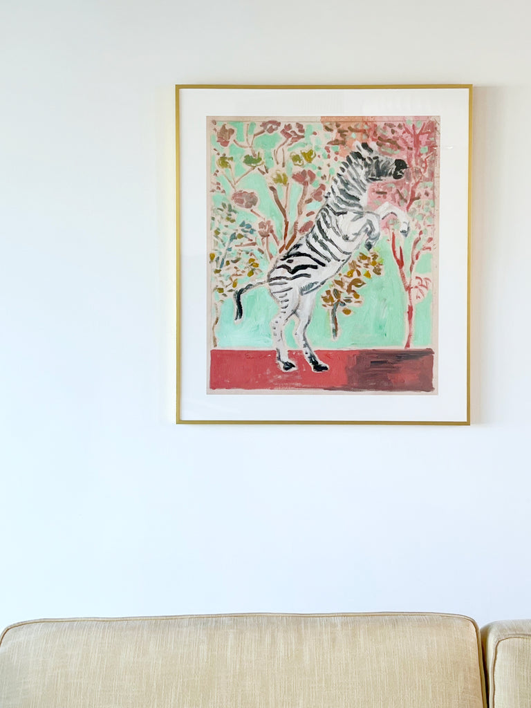 Framed Print // Exuberant Zebra (Facing Right)