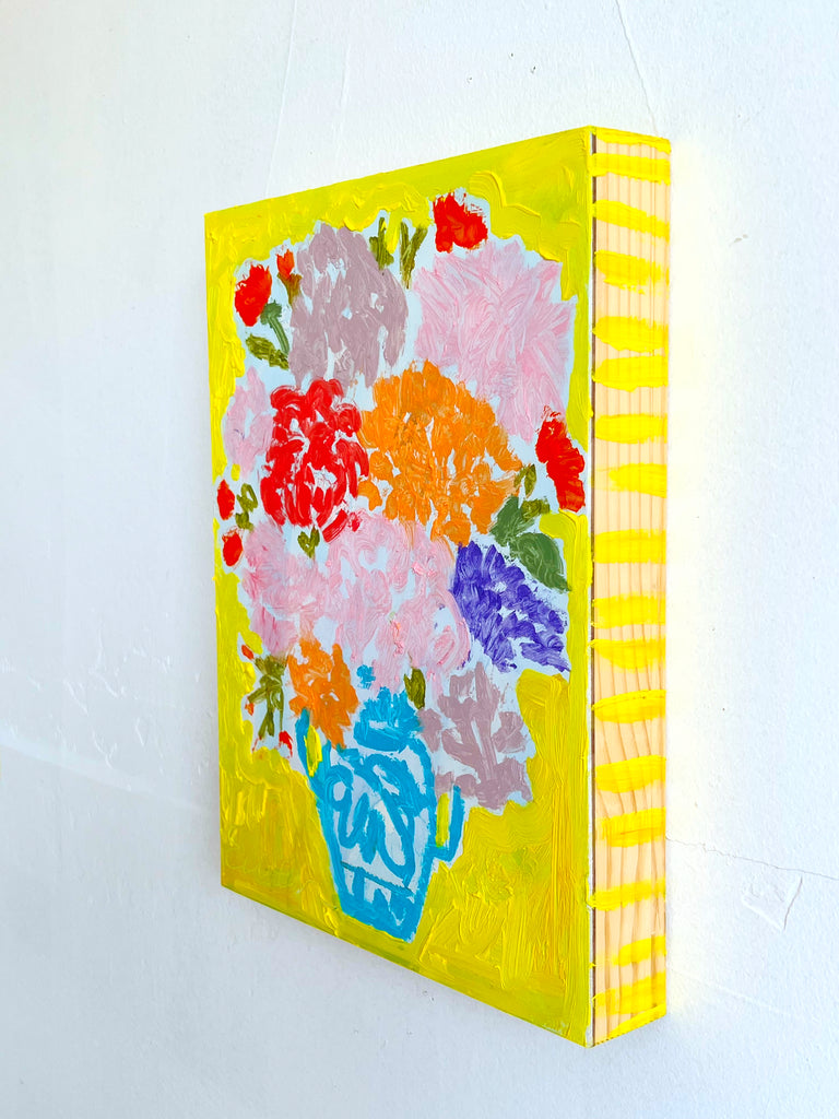 Oil Painting // Bouquet on Bright Yellow Background