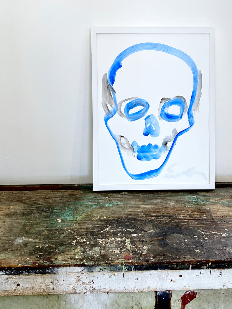 Painting On Paper // Skull (Blue)