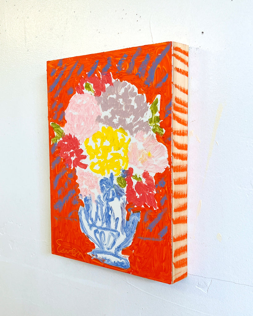 Oil Painting // Bouquet on Red Background