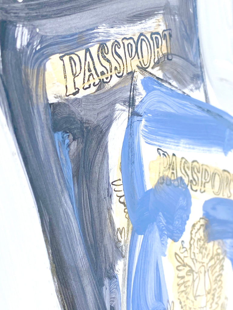 Hand Painted Multiple // Passports, Denim Blue