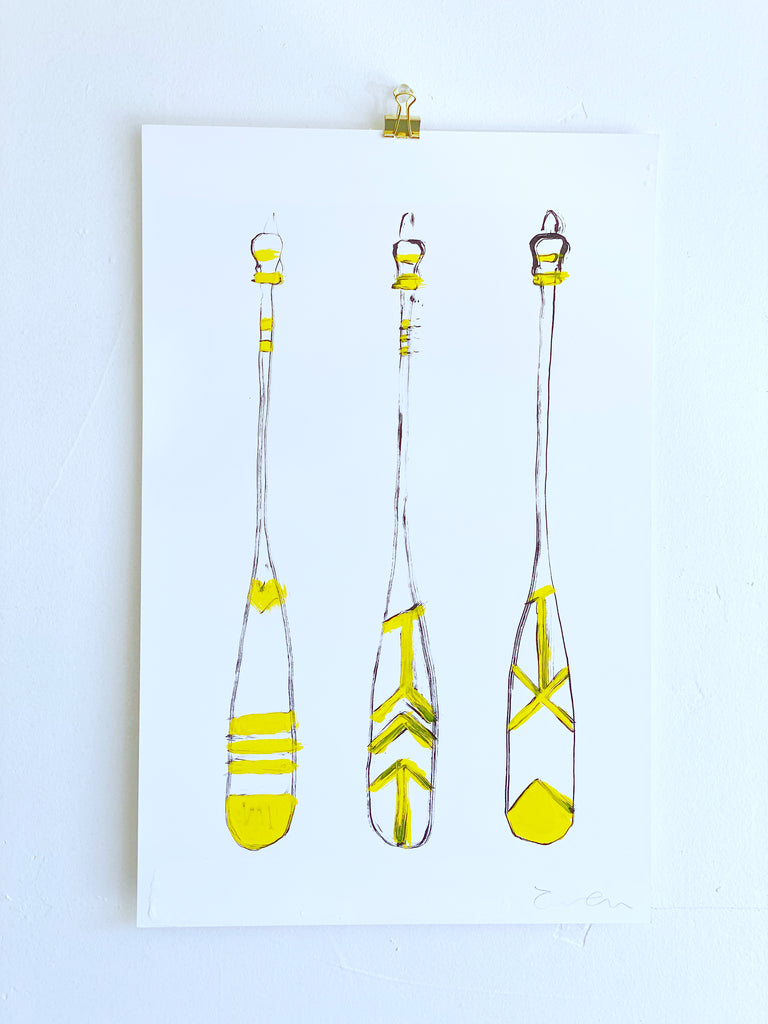 Hand Painted Multiple // Three Paddles, Yellow