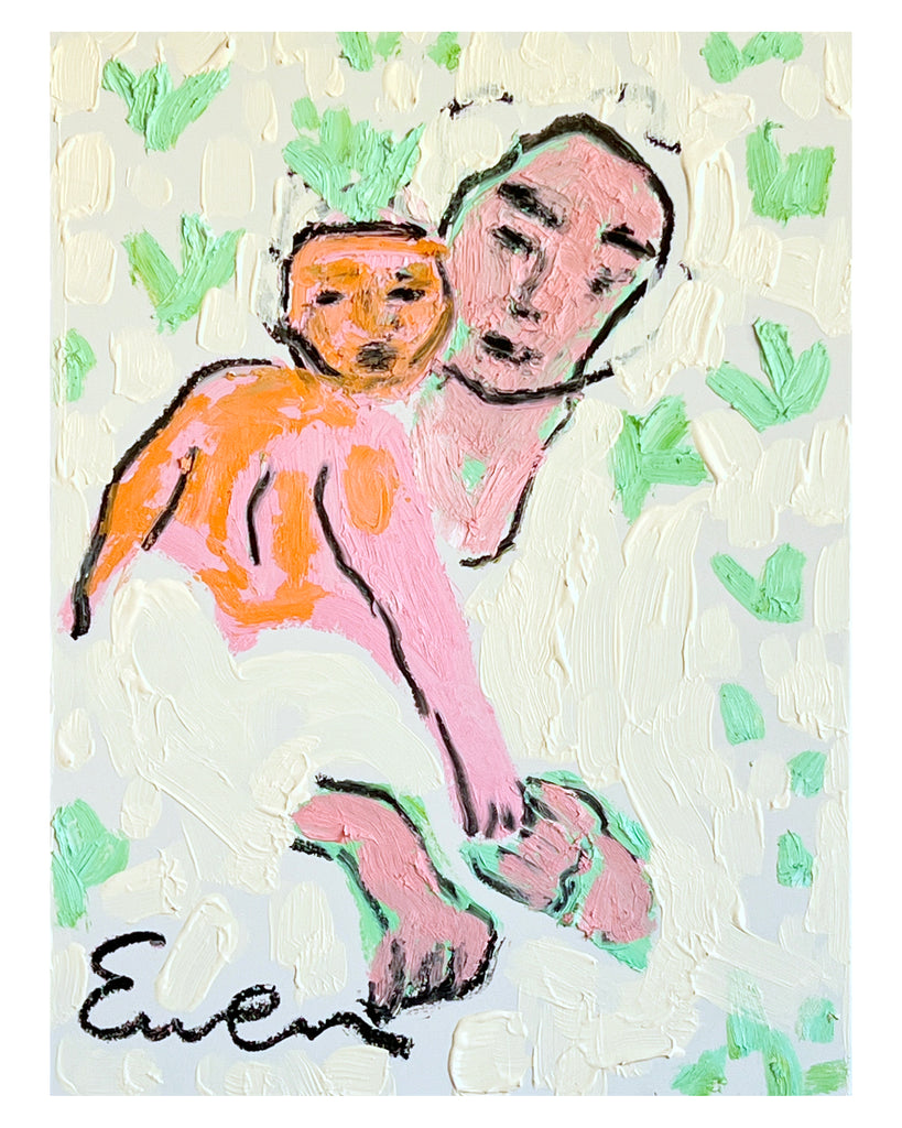 Oil Painting // Mother & Child (Pink & Green)