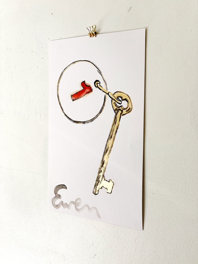 Hand Painted Multiple // Golden Key with "1"