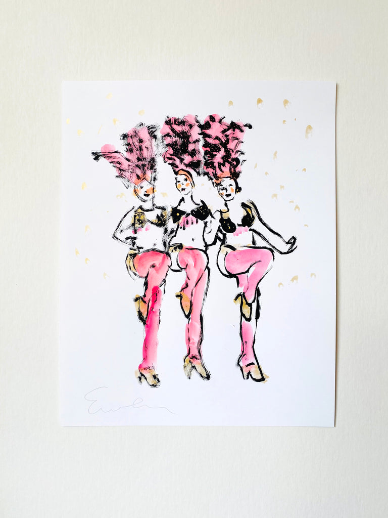 Hand Painted Multiple // Dancing Girls in Scarlet Stockings