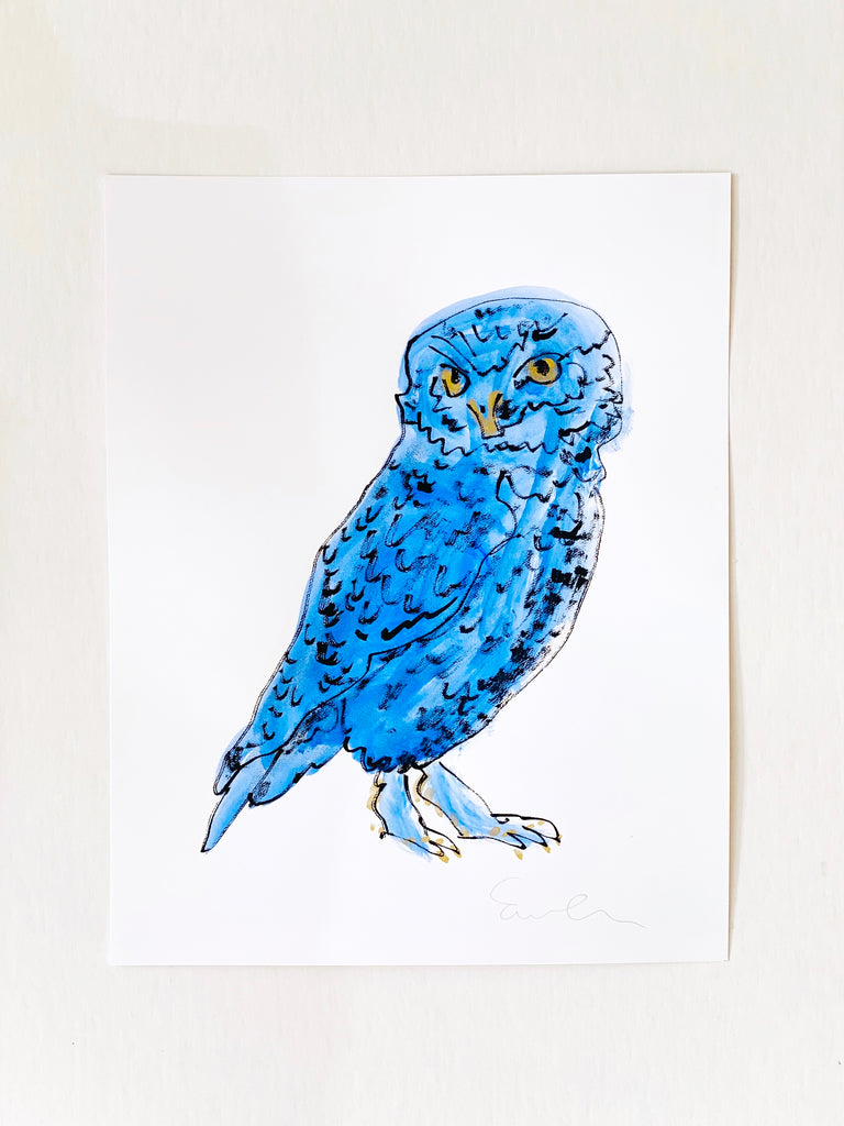 Hand Painted Multiple // Blue Owl No. 2