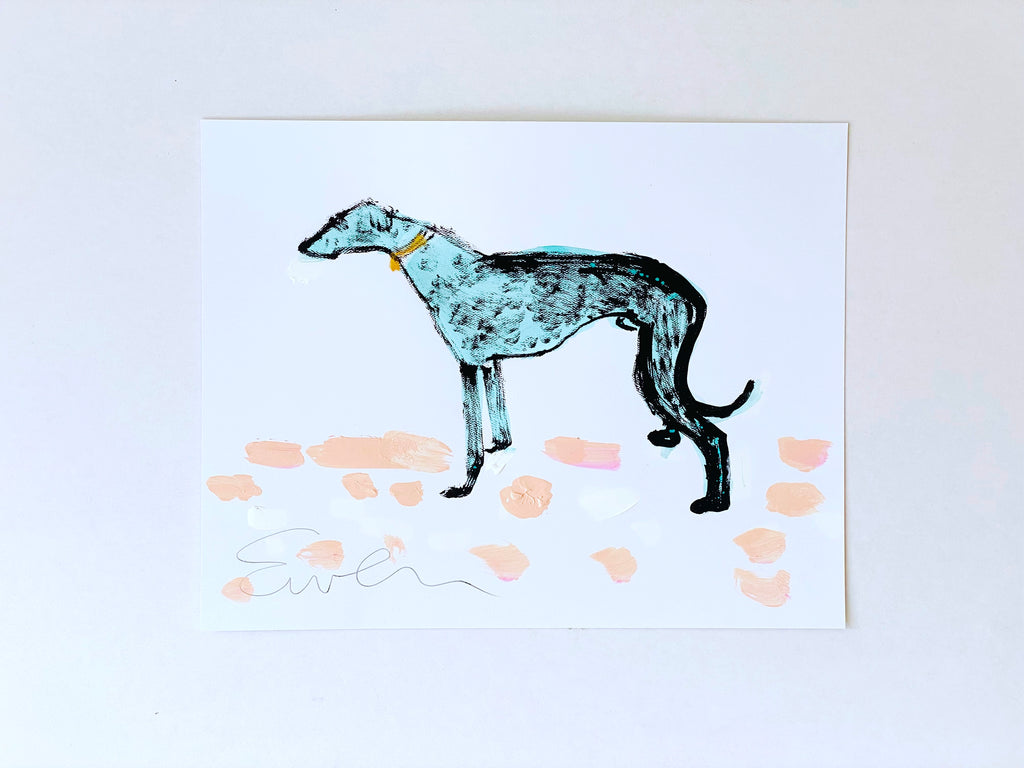 Hand Painted Multiple // Greyhound Pair, Pink & Green