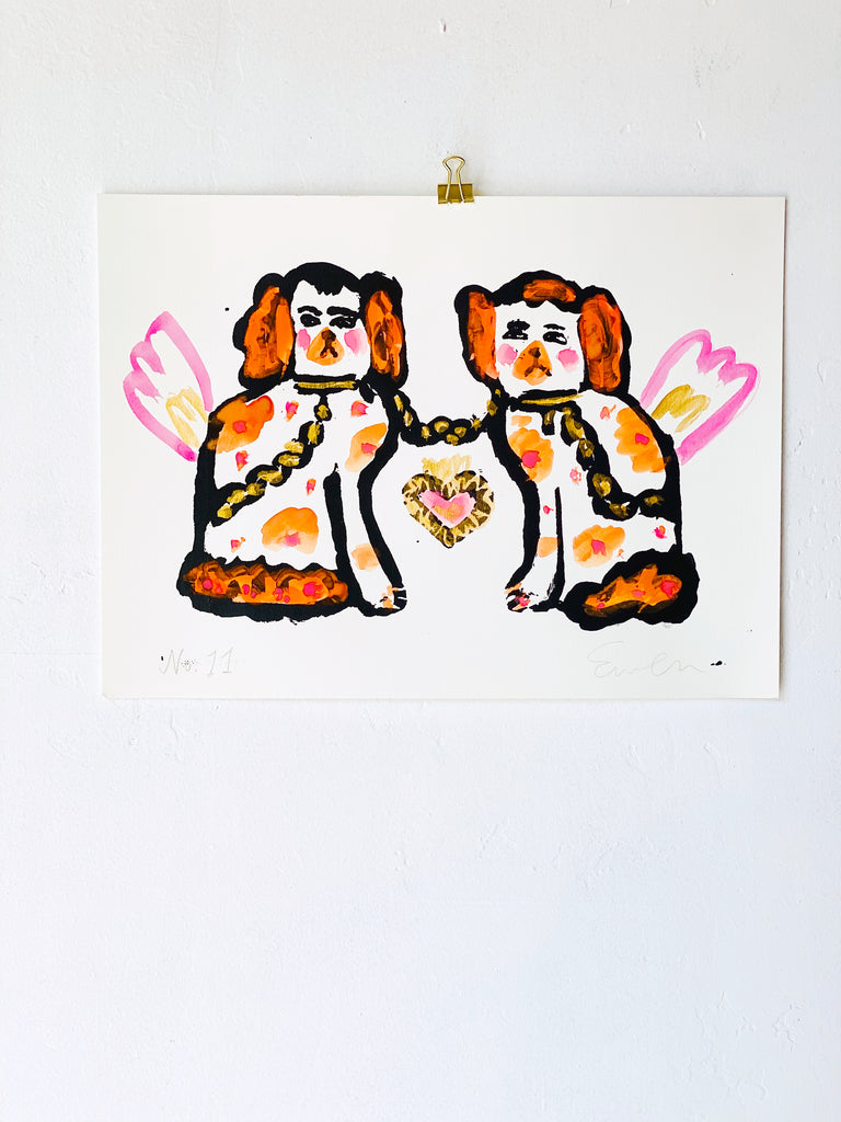 Serigraph Painting // Staffordshire Dogs for the Tender-Hearted // No. 11
