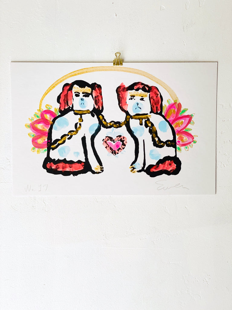 Serigraph Painting // Staffordshire Dogs for the Tender-Hearted // No. 17