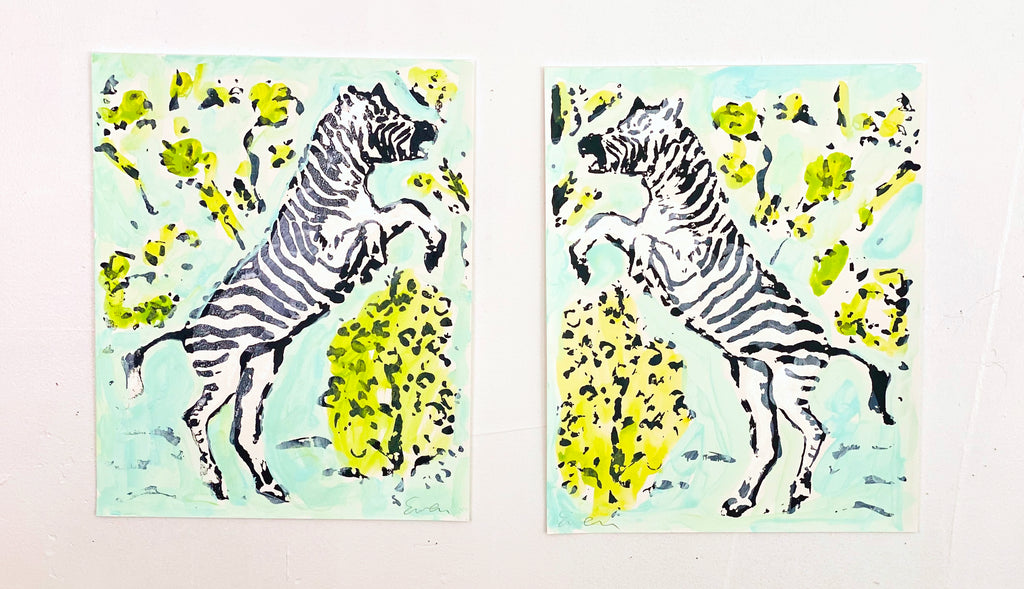 Serigraph Paintings // Zebra Pair