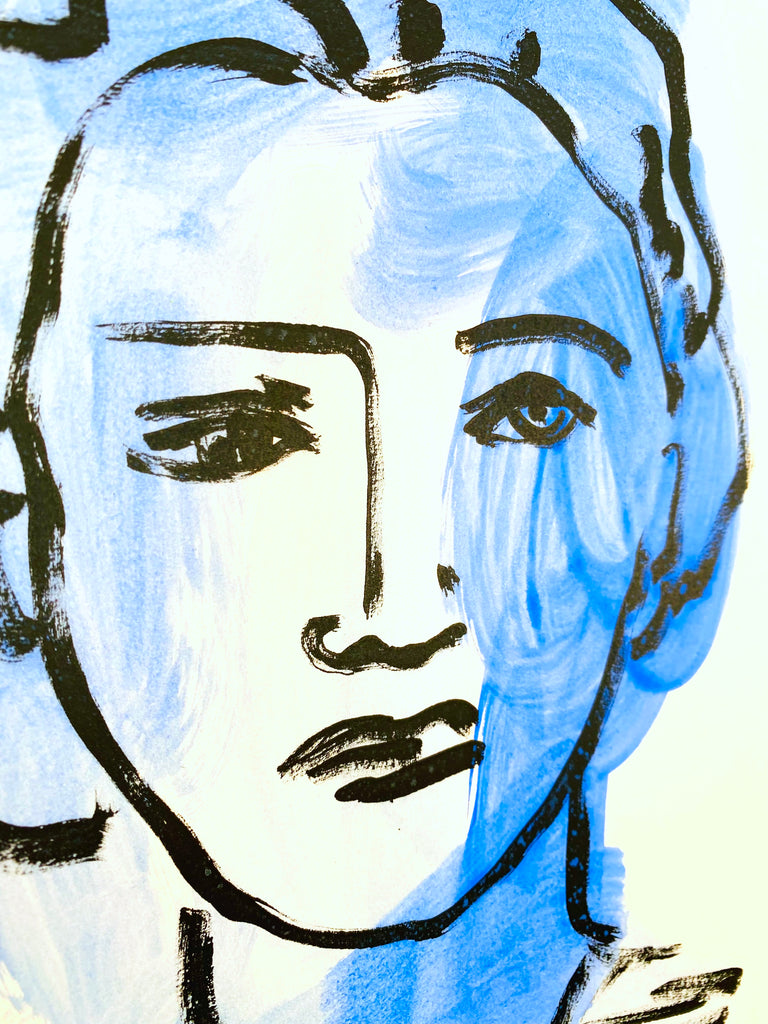 Hand Painted Multiple // Portrait, Blue