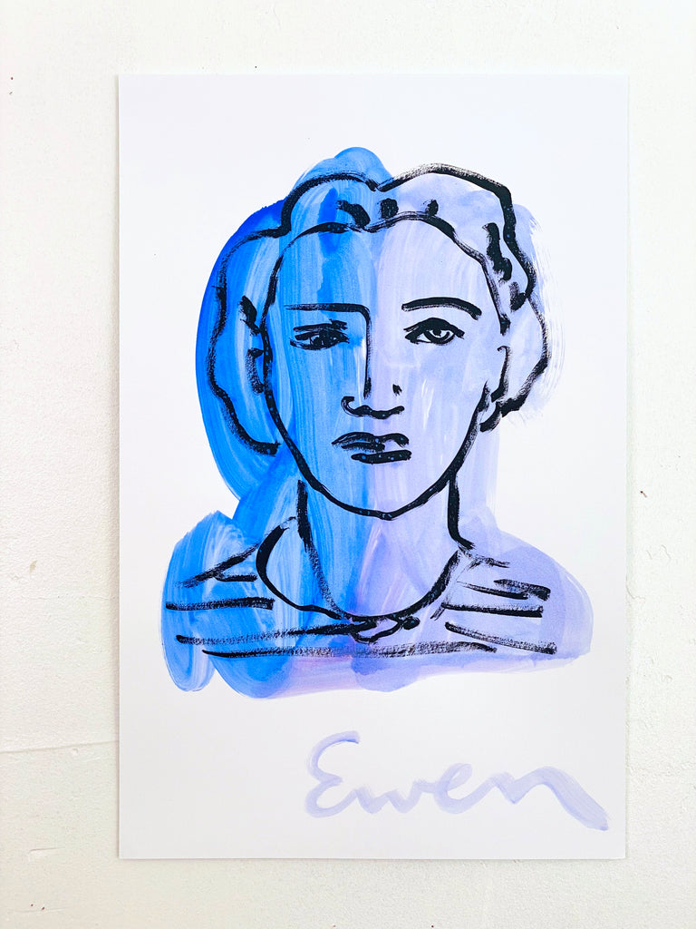 Hand Painted Multiple // Portrait, Blue