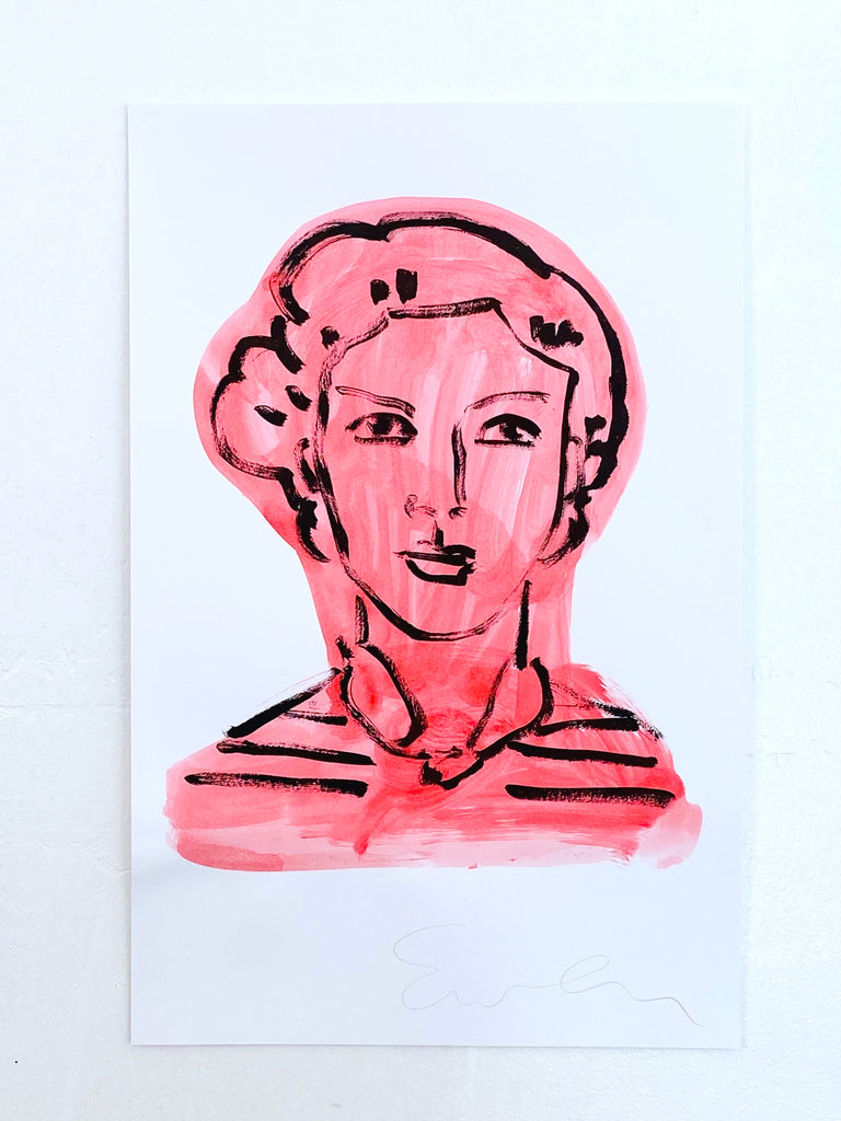 Hand Painted Multiple // Portrait, Red