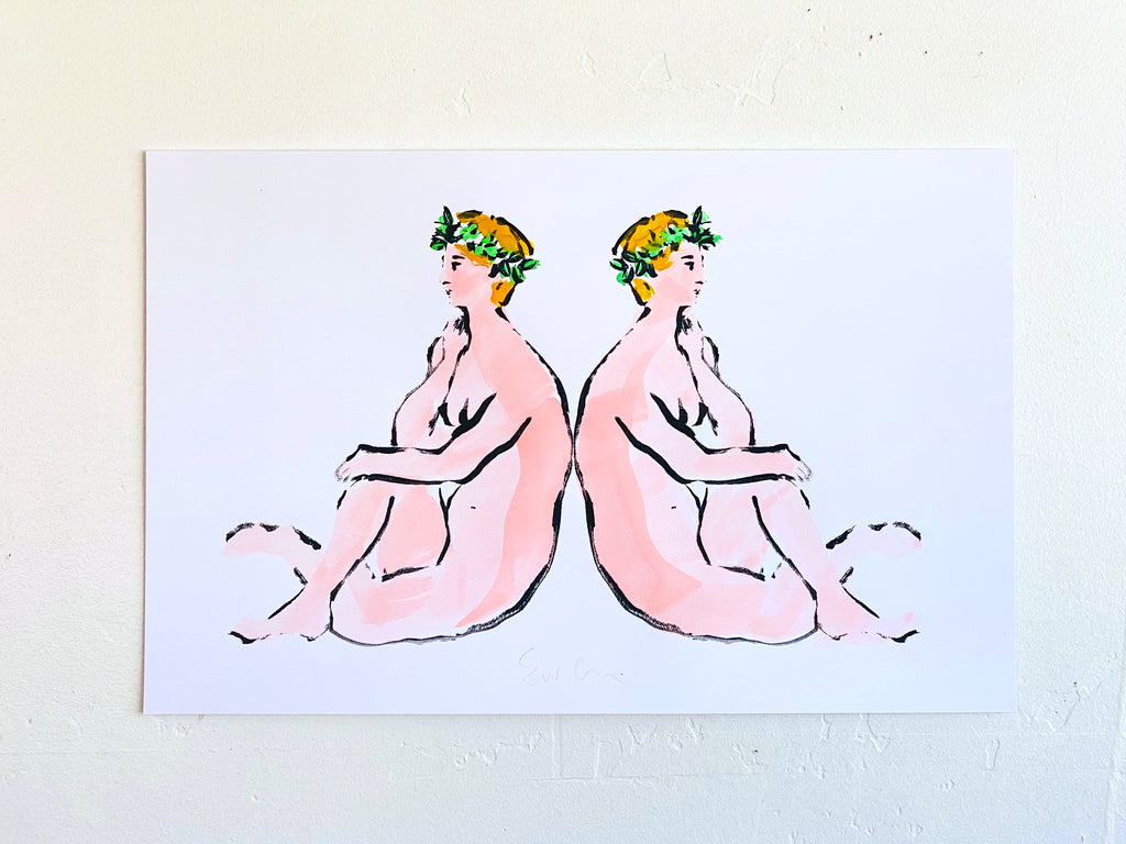 Hand Painted Multiple // Gemini, The Twins (Picasso Study)