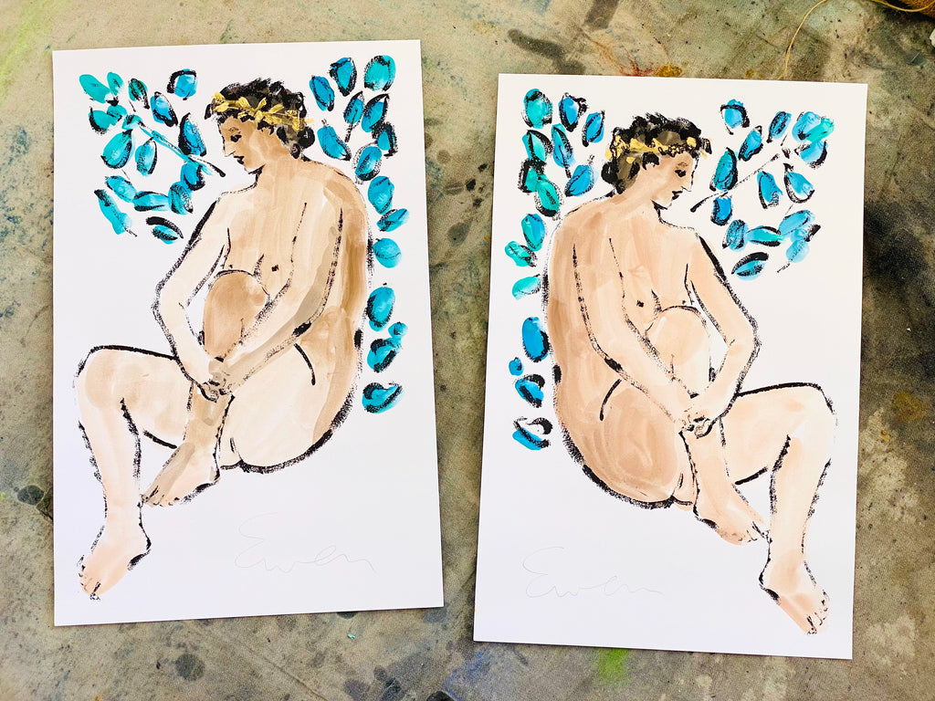 Hand Painted Multiple // Pair of Muses (Picasso Study)