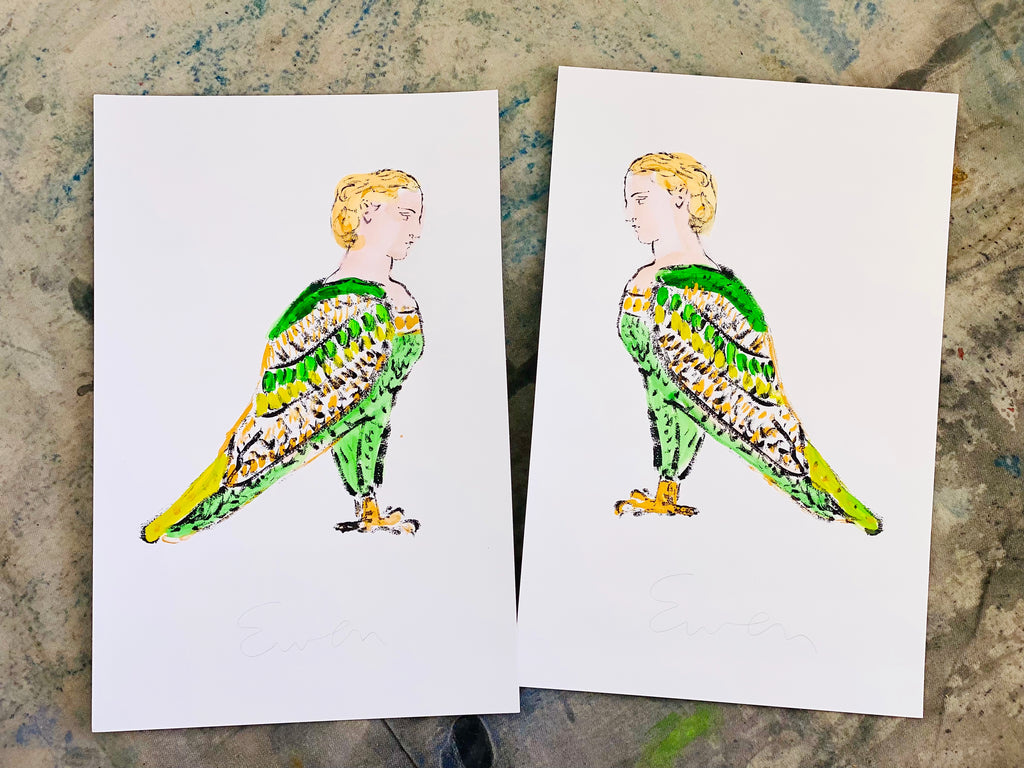Hand Painted Multiple // Pair of Harpies