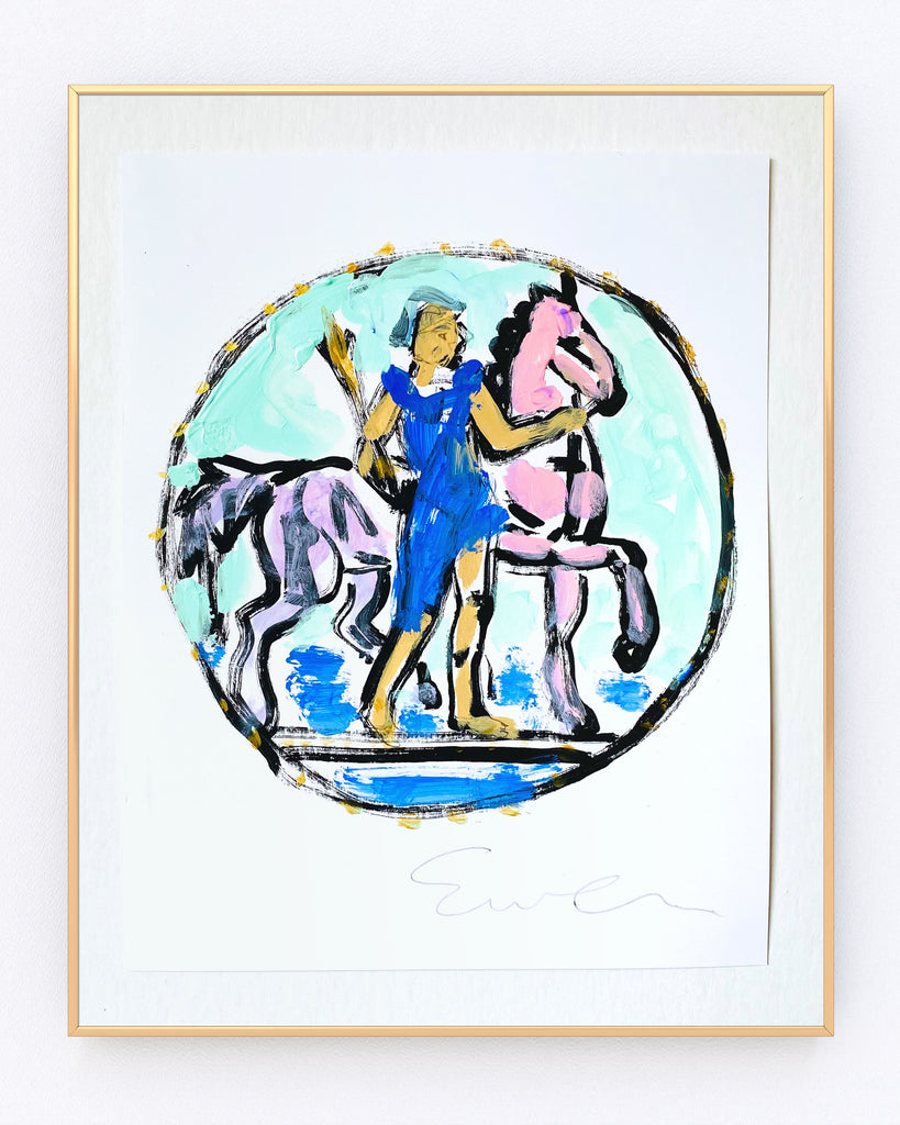 Hand Painted Multiple // Ancient Coin, Pink Horse No. 1