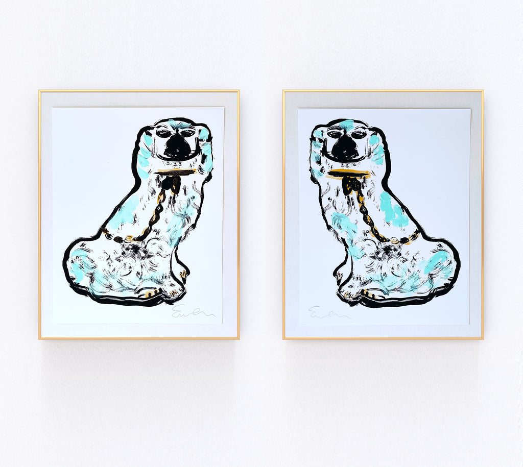 Hand Painted Multiple // Staffordshire Pair, Pale Turquoise