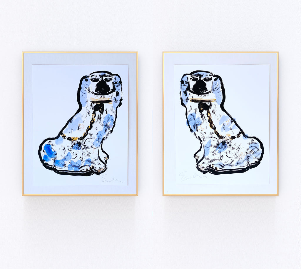 Hand Painted Multiple // Staffordshire Pair, Blue
