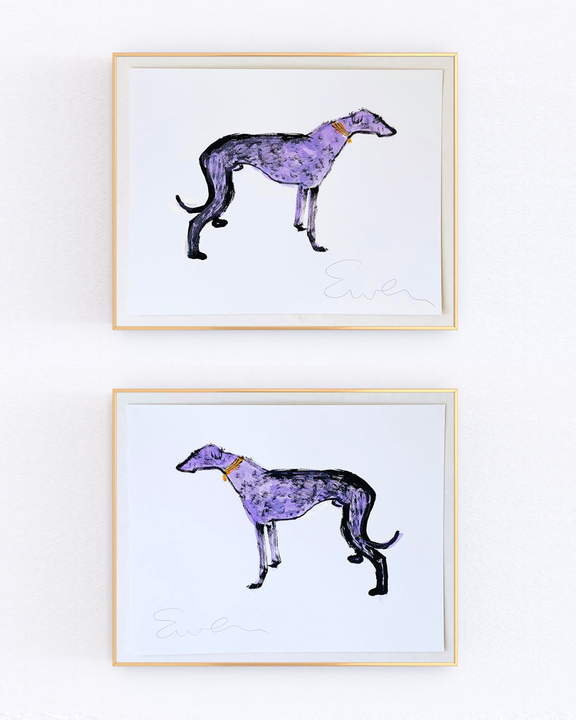 Hand Painted Multiple // Greyhound Pair, Lavender
