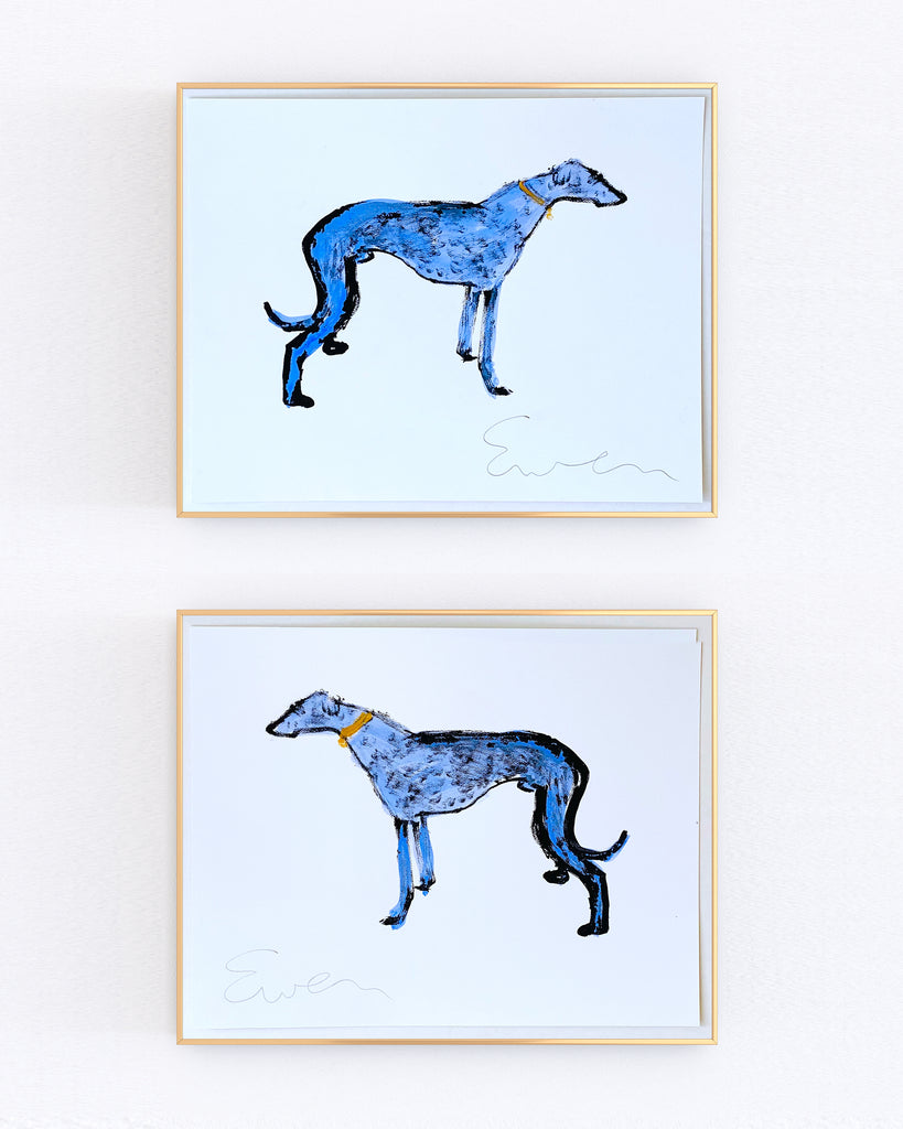 Hand Painted Multiple // Greyhound Pair, Blue