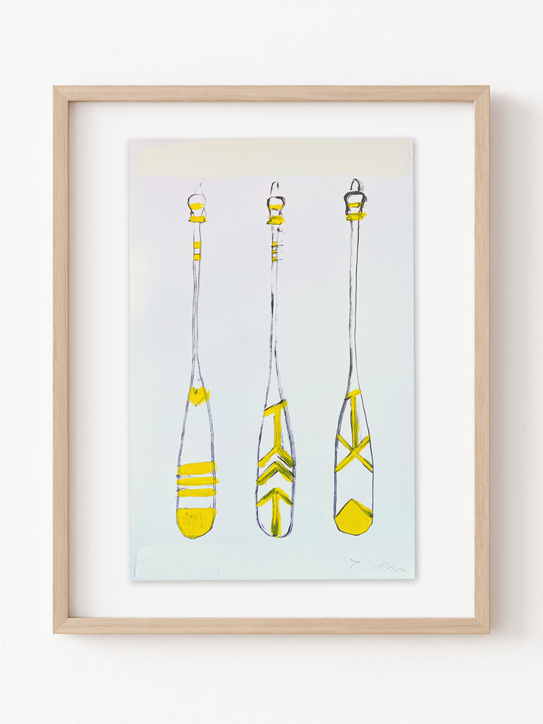 Hand Painted Multiple // Three Paddles, Yellow